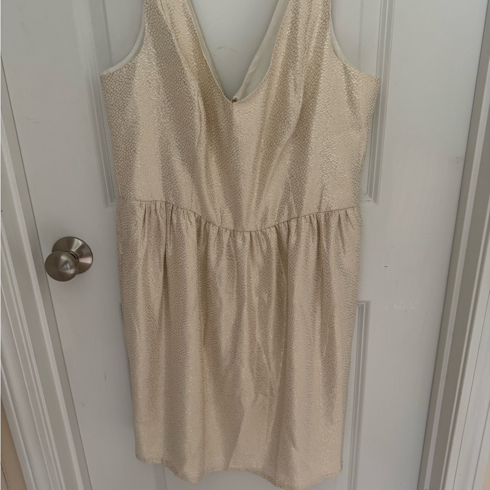 Tori Richard Cream gold sparkle Midi Dress